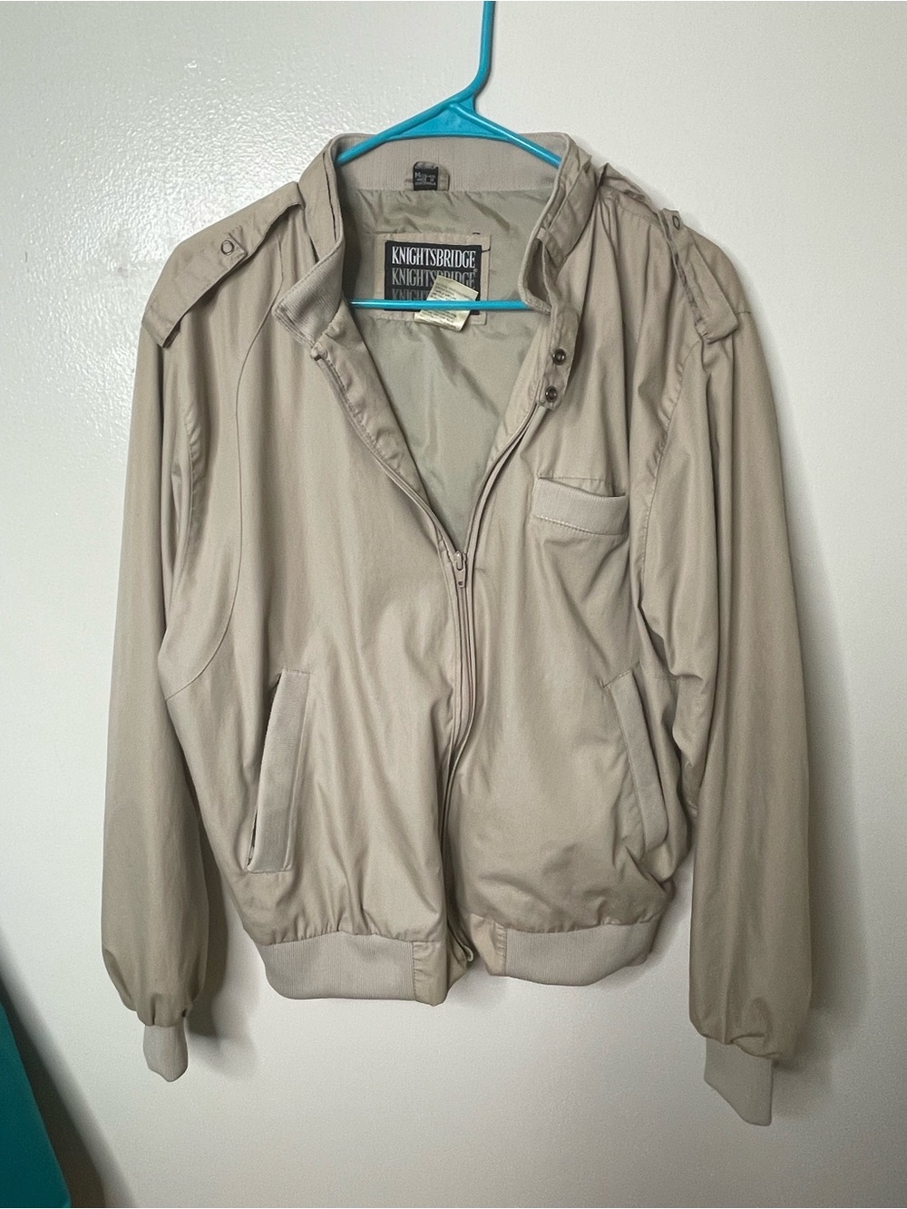 Vintage Knightsbridge men’s beige bomber jacket